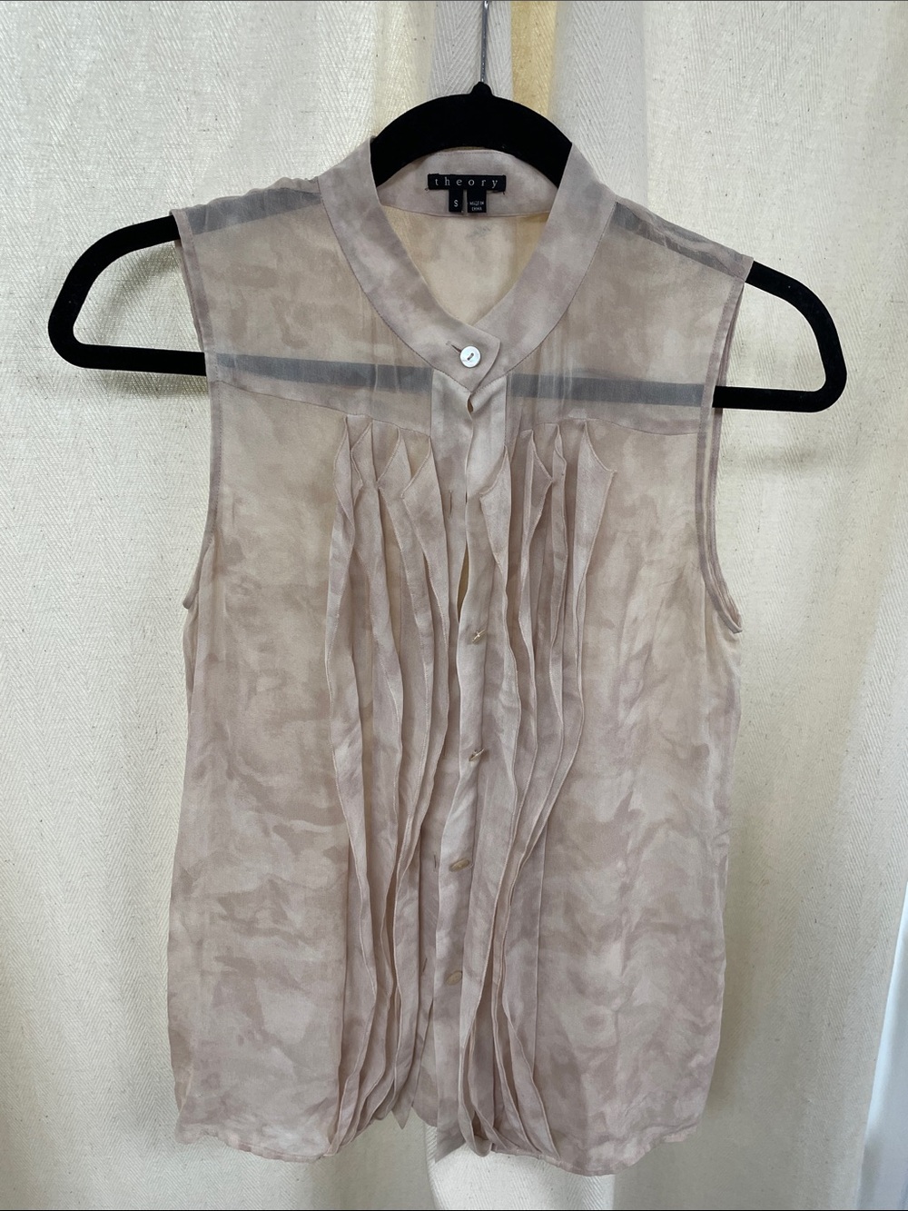 Theory 100% Silk Sheer Button-Down Blouse